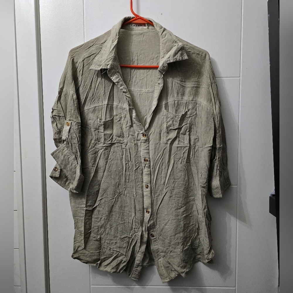 Rehab Rayon Olive Blouse Size S/M